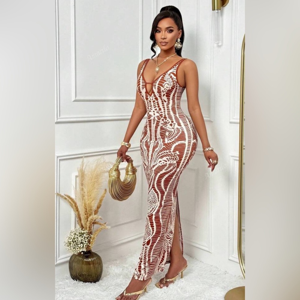 SHEIN AMARILO VINTAGE MAXI DRESS ( SIZE: L 8/10 )